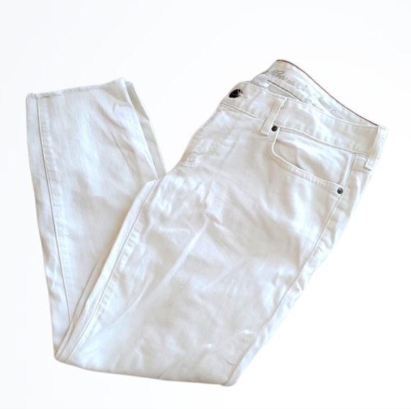 Eddie Bauer Denim - Eddie Bauer White Low Mid Rise Slightly Curvy Skinny Raw Hem Ankle Jeans Size 6
